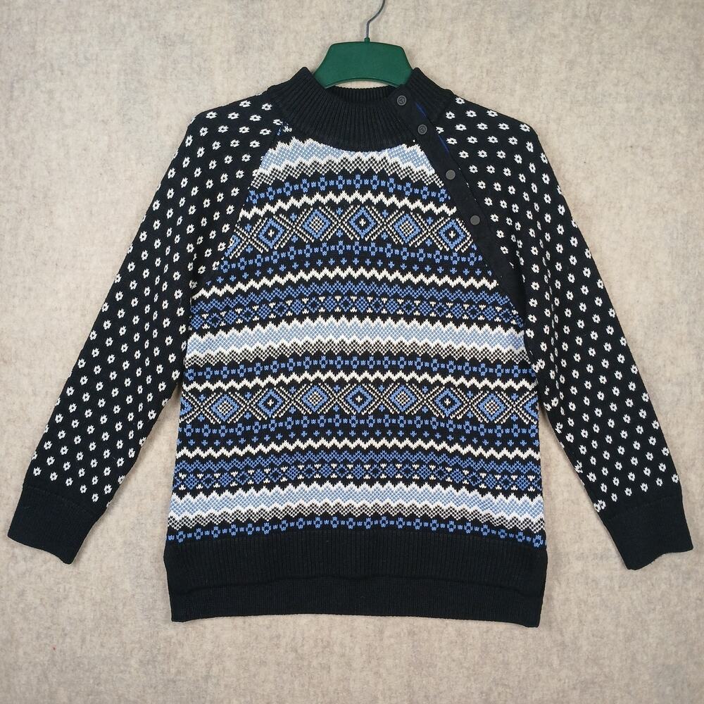 T by Talbots Thermolite Fair Isle Sweater Petite M Nordic Mock Neck Wool